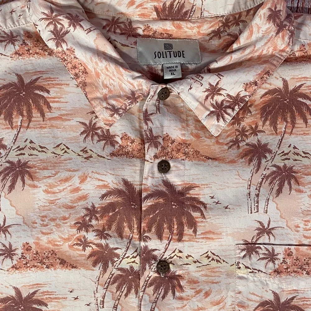 Solitude Palm Tree Button Up Shirt Men’s XL Beige Brown - Picture 10 of 10